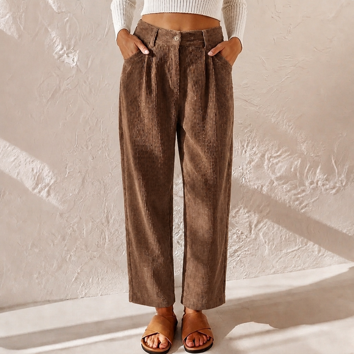 Lucy Stewart | High Waist Corduroy Wide Leg Pants For Women