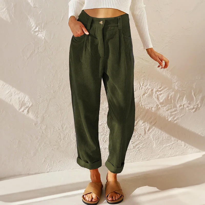 Lucy Stewart | High Waist Corduroy Wide Leg Pants For Women