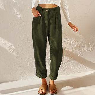 Lucy Stewart | High Waist Corduroy Wide Leg Pants For Women