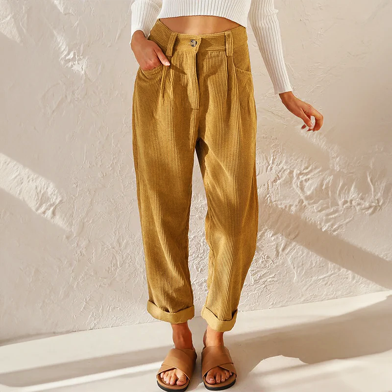 Lucy Stewart | High Waist Corduroy Wide Leg Pants For Women