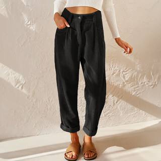 Lucy Stewart | High Waist Corduroy Wide Leg Pants For Women