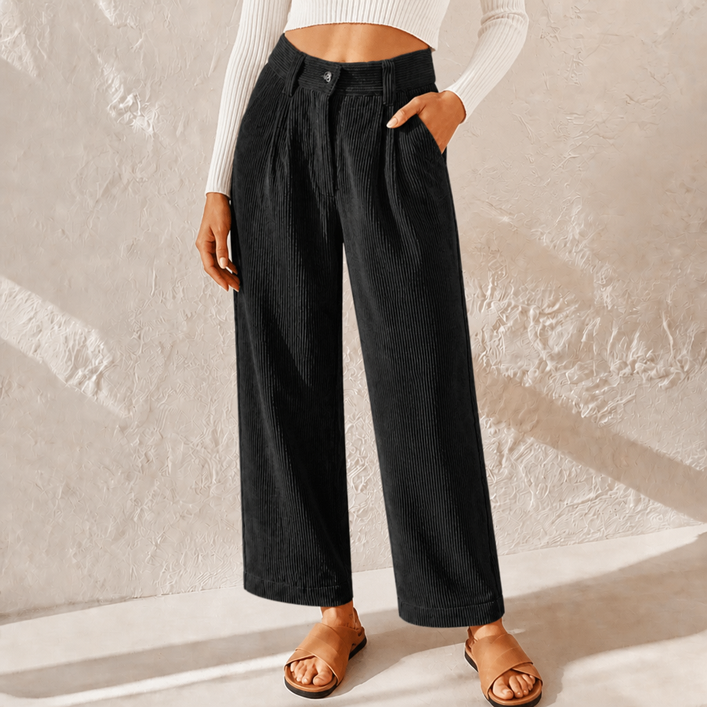 Lucy Stewart | High Waist Corduroy Wide Leg Pants For Women