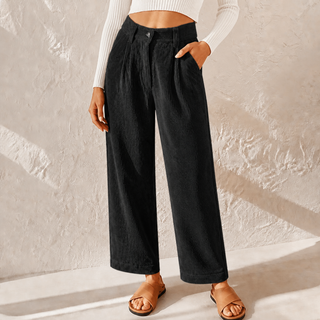 Lucy Stewart | High Waist Corduroy Wide Leg Pants For Women