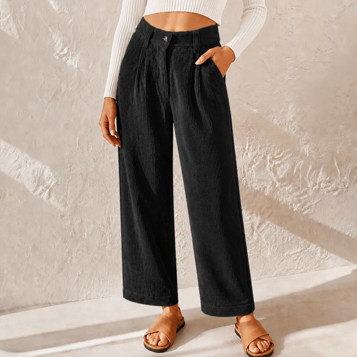 Lucy Stewart | High Waist Corduroy Wide Leg Pants For Women