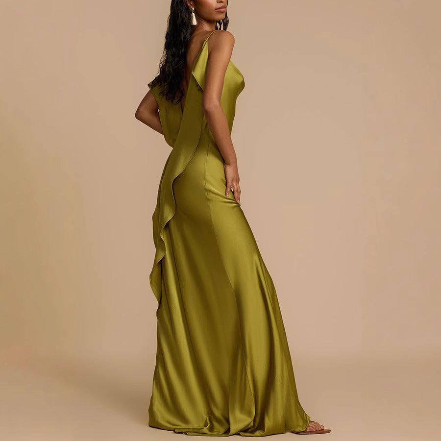 Imogen Carrington | Satin Cowl Neck Slip Maxi Dress For Women