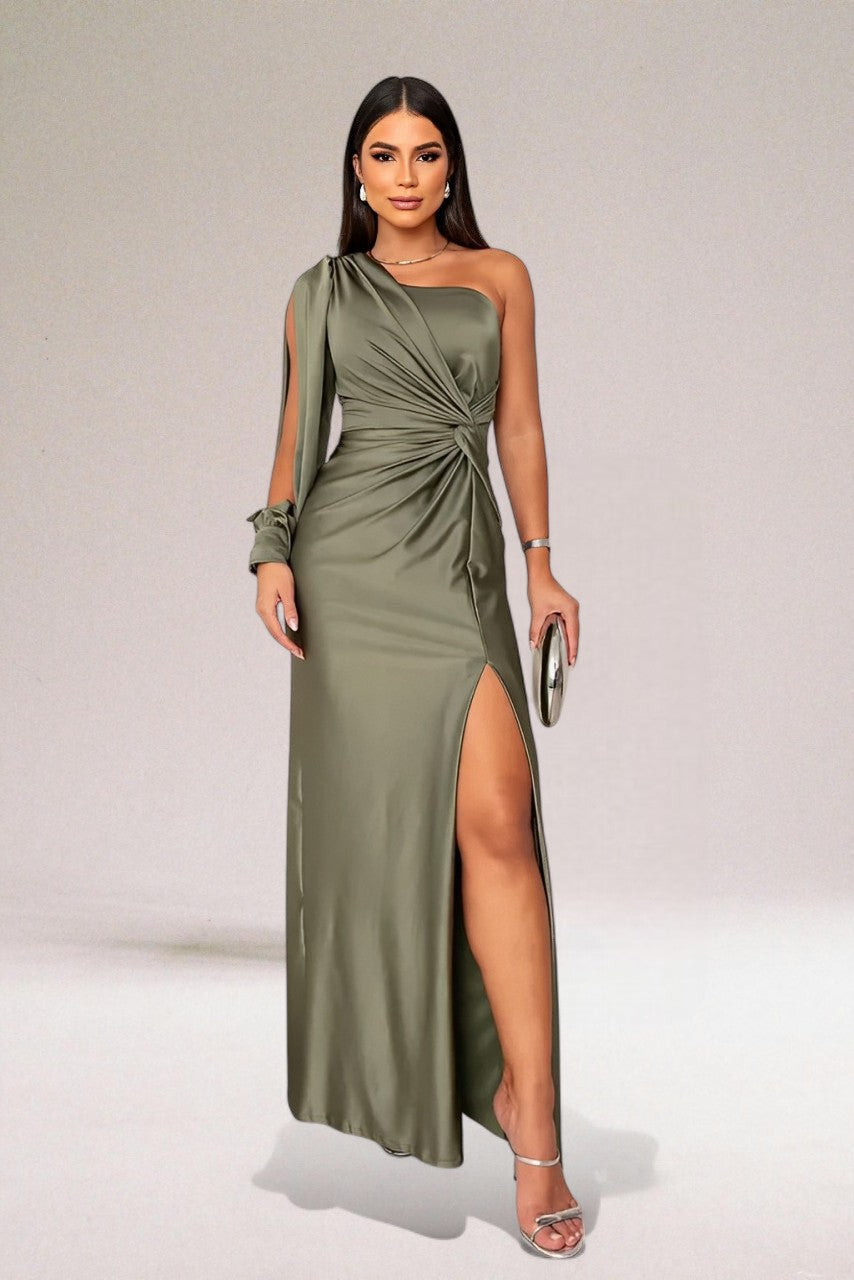 Harriet Langdon | One Shoulder Satin Maxi Evening Gown For Women