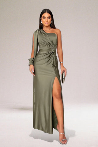 Harriet Langdon | One Shoulder Satin Maxi Evening Gown For Women