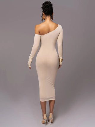 Grace Pemberton | One Shoulder Ruched Midi Evening Dress For Women
