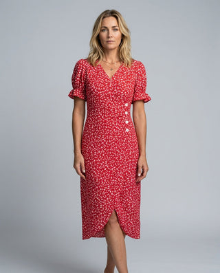Chloe Harrington | Floral Ruffle Sleeve Midi Dress For Women