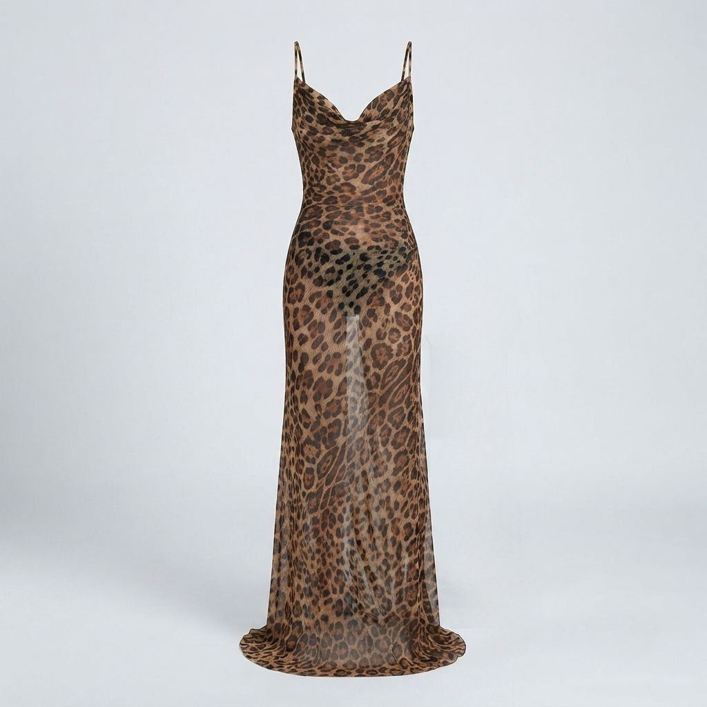Zoe Harrison | Leopard Print Sheer Maxi Dress For Women