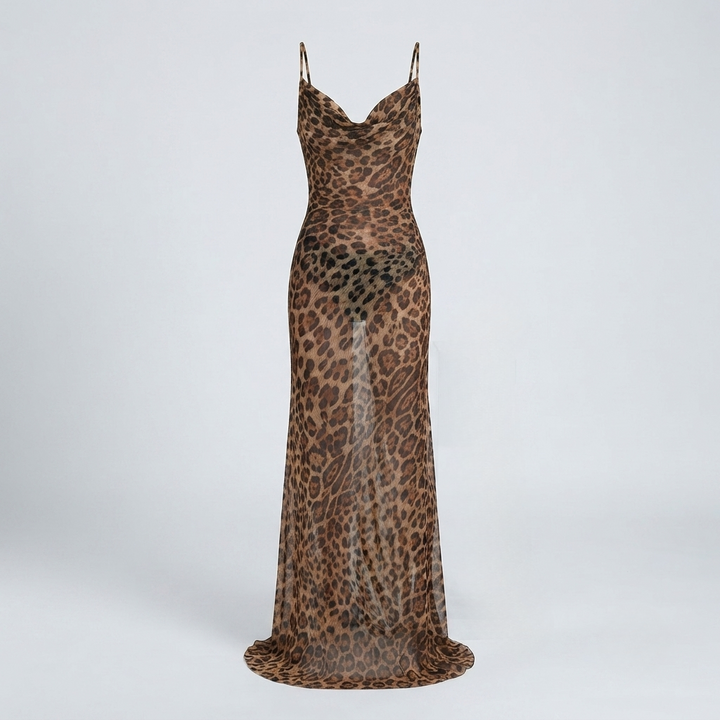 Zoe Harrison | Leopard Print Sheer Maxi Dress For Women